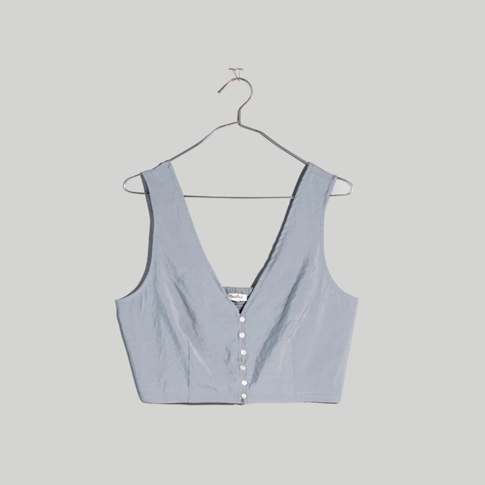New with tag Madewell Blue Sleeveless Button-Up Crop Top Sz 14